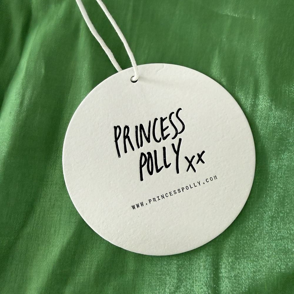 NWT Princess Polly Jupiter Fringe Wrap Mini Skirt Womens 12 Satin Green Dopamine - Picture 6 of 13